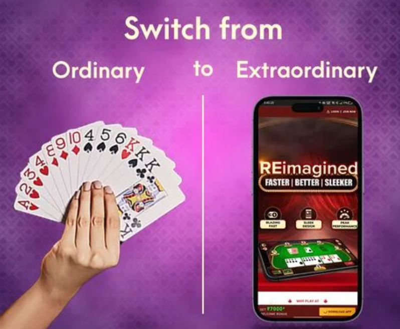 Mobile casino application displaying Teen Patti multiplayer card game in progress